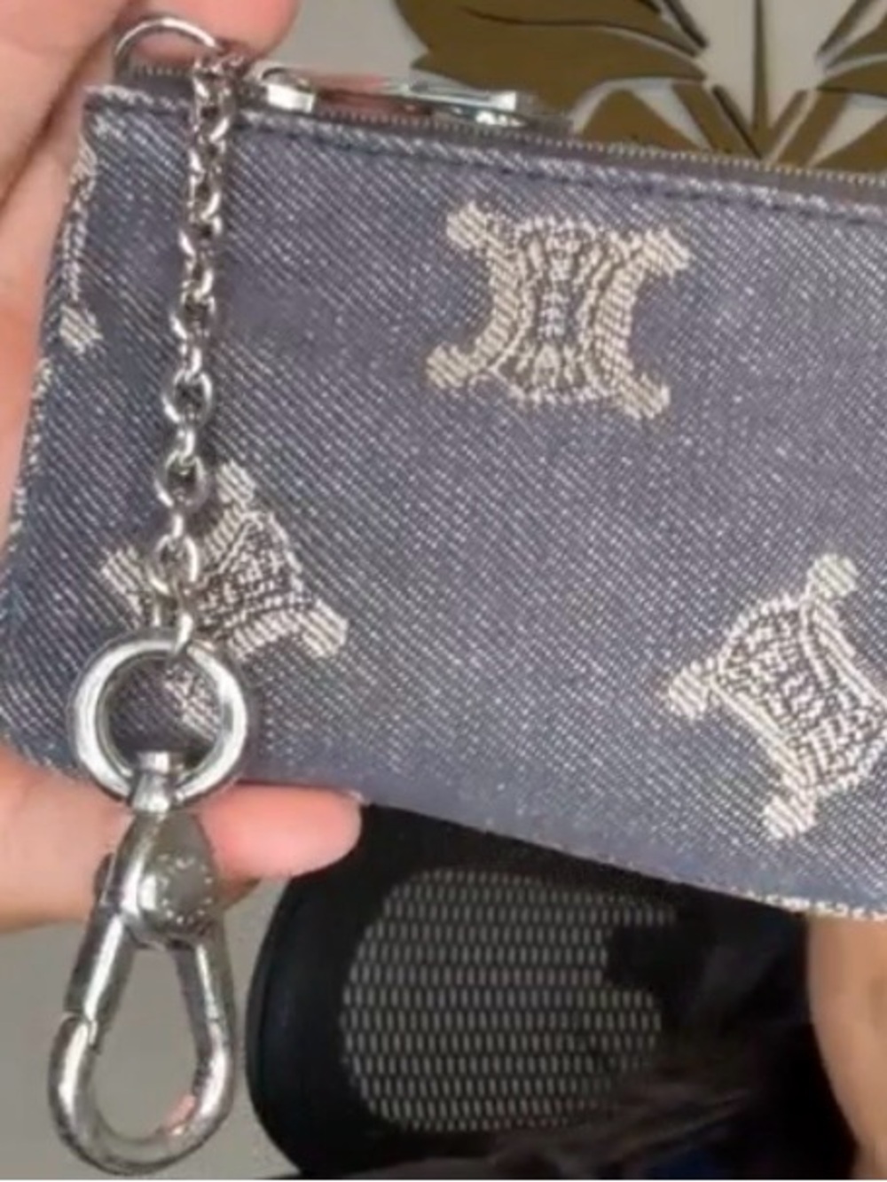 Celine Triomphe Logo Denim Key cles